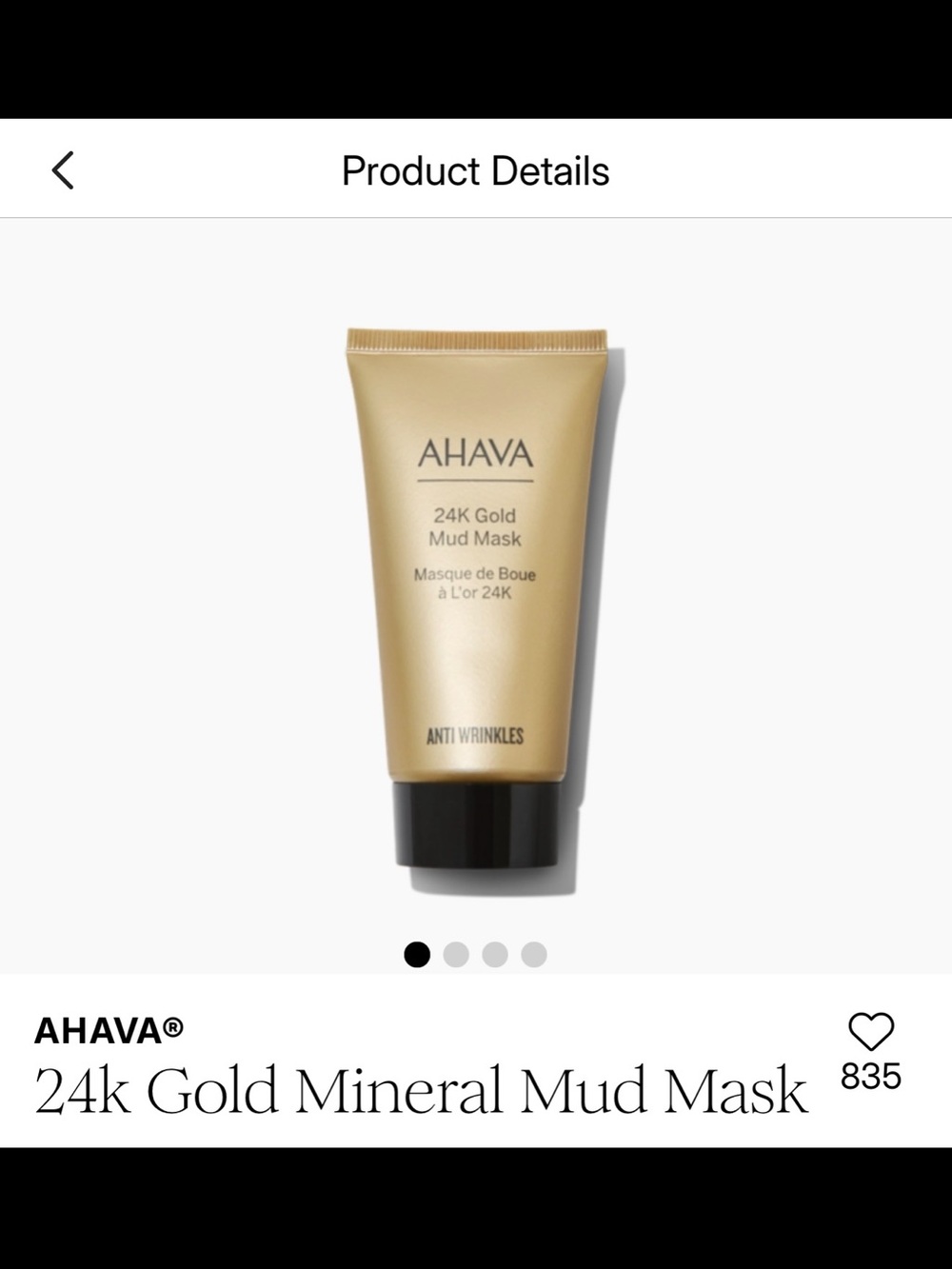 AHAVA Gold-Tone 24K Mud Mask with Black Cap